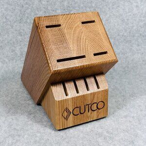 Cutco Studio #1751 Wood Knife Block 8 Slot Solid Honey Oak Made in USA